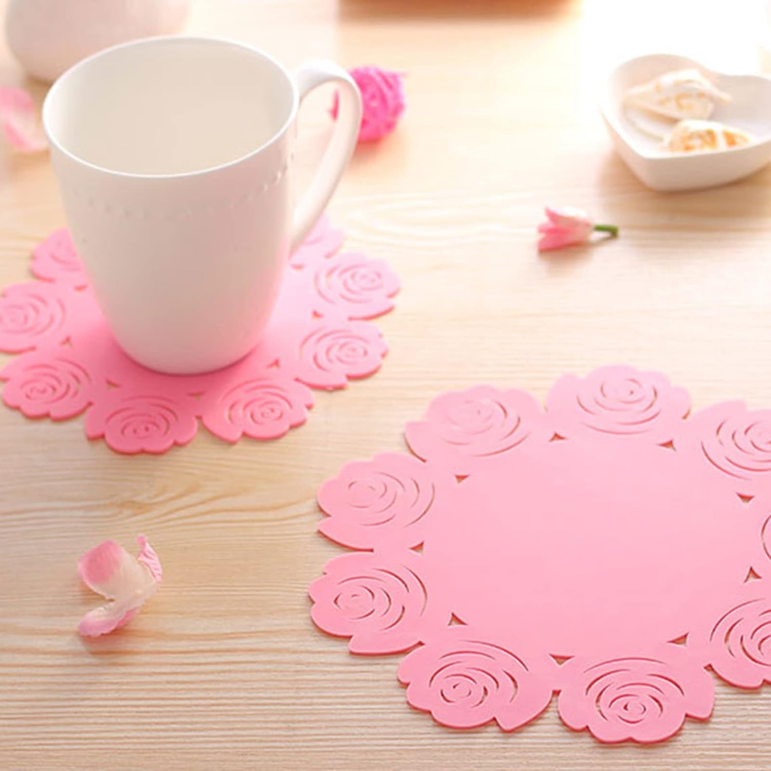 5976 Kitchen Gadget Accessories Plate Cup Mat Rose, Simple Circular Coasters for Kitchen Cafe Restaurant, Placemats for Dining Table, Coasters, Tabletop Protection, Anti-Scald Easy to clean (1 Pc) 5976 Kitchen Gadget Accessories Plate Cup Mat Rose, Simple Circular Coasters for Kitchen Cafe Restaurant, Placemats for Dining Table, Coasters, Tabletop Protection, Anti-Scald Easy to clean (1 Pc)